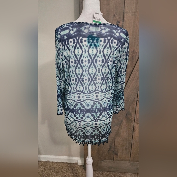 INC International Concepts BEACH Boho Printed Sheer Tassel Coverup. Size L NWT - Picture 8 of 10